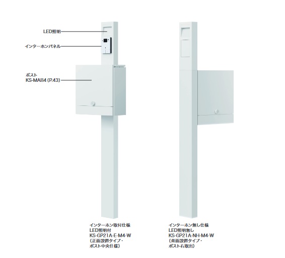 ナスタ KS-GP21A-M4 Qual(クオール) 門柱ユニット ポスト付 インターホン取付仕様 LED照明無 (インターホン別売) ♪