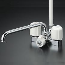 シャワー水栓 KVK　KF12ZER3　デッキ形２ハンドルシャワー　寒冷地用 取付ピッチ100mm 300mmパイプ付