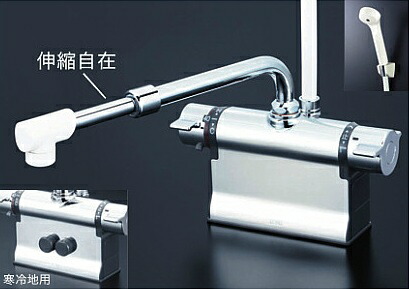 KVK KF3011ZTSJ 浴室用蛇口 KF3011T[台][サーモデッキ混合水栓][首長220〜350mm][可変ピッチ式][寒冷地] KVK 浴室用蛇口 台 デッキタイプ サーモスタット付シャワー