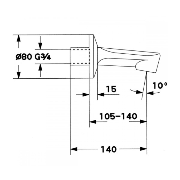 春先取りの グローエ 13540000 浴室水栓 パーツ 壁出吐水口 3 4” 壁出寸法140mm  fucoa.cl