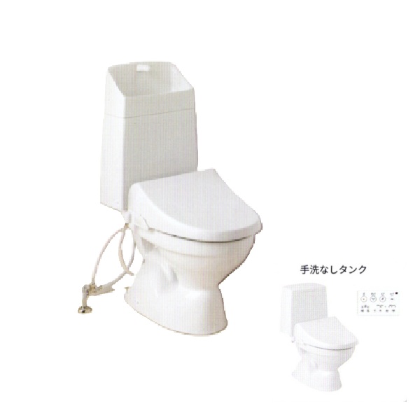 [メーカー受注停止]ジャニス工業 便器 + タンク + 温水洗浄便座 [SC8024-SGB + SV2003-0EH + JCS-210DRN BW1] 床排水 手洗無 壁リモコン ピュアホワイト BM ♪｜まいどＤＩＹ