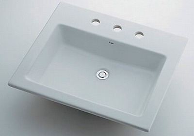 493-183　カクダイ　角型洗面器 3ホール　〇 カクダイ 角型洗面器 3ホール 493-183 : ケンチクボーイ