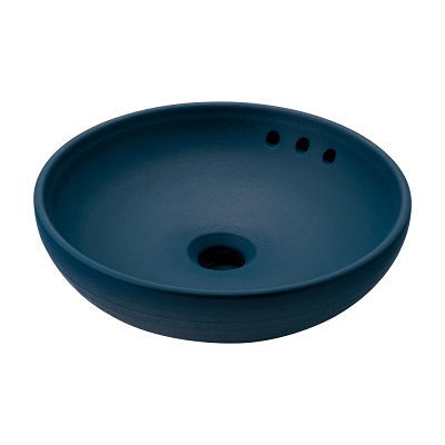 洗面所 カクダイ 493-269-B 丸型手洗器 信楽焼 留紺 ♪｜まいどＤＩＹ