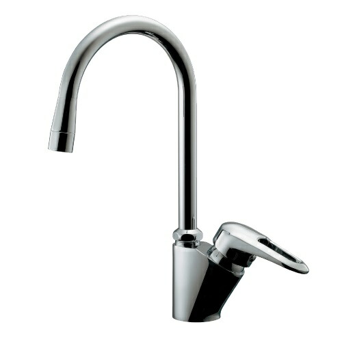 カクダイ 117-046-DS シングルレバー混合栓 ダークシルバー カクダイ117-046シングルレバー混合栓 混合水栓 ブレードホース 逆