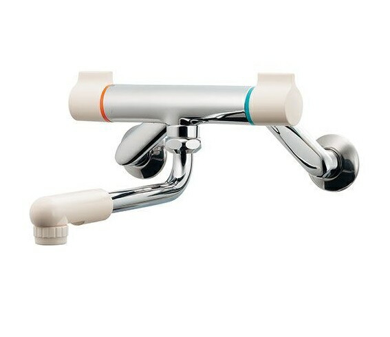 楽天市場】水栓金具 カクダイ 125-004 壁付2ハンドル混合栓 90