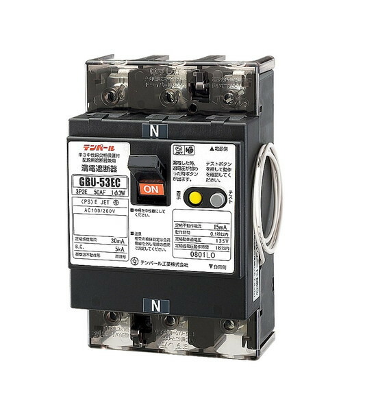 テンパール工業 漏電遮断器　U53EC5030V　太陽光発電システム用 GBU-53EC 50A 30mA [￡]