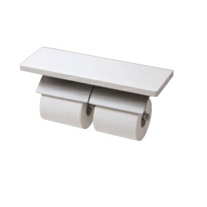 トイレ関連 TOTO　YH63KM　棚付二連紙巻器 マットタイプ 芯棒固定タイプ メタル製(棚 天然木製) [■]｜まいどＤＩＹ