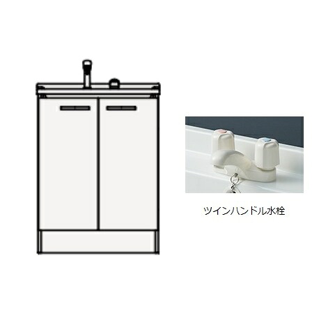 クリナップ　BGAL60TNTWWJTS　洗面化粧台 BGAシリーズ 間口60cm 開きタイプ ツインハンドル水栓 スタンダード モノホワイト [♪△]