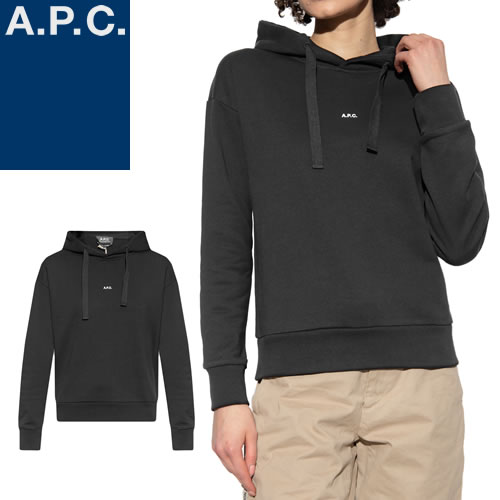 アーペーセー A.P.C. パーカー ティーシャツパーカー 汗水 レディース 長袖 小っちゃいロゴタイプ ブランド名 今めかしい 秋 冬 黒黒いこと HOODIE CHRISTINA COEIP F27624 [YP送りとどける]
