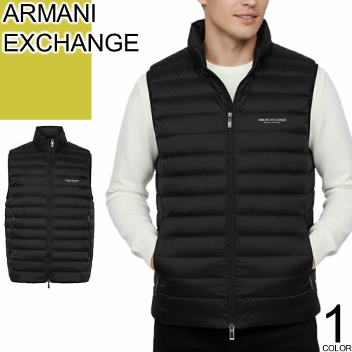 アルマーニ 取り替えっこ ARMANI EXCHANGE 落ち込む 落ち込む限りない ともし火落ち込む インナーダウンベスト メンズ 2025年秋冬新作 薄っぺら 防寒 軽さ ボンネットなし ブランド名 馬鹿でかい大きさ ゴルフ 黒 黒いこと XM001576 AF16927