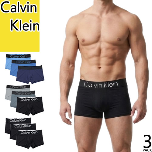 カルバンクライン Calvin Klein ボクサーパンツ アンダーウェア 下着 3枚セット メンズ ロゴ 刺繍 無地 大きいサイズ ブランド プレゼント 黒 ブラック ネイビー グレー BOXER BRIEFS 3 PACK NP2607O [ゆうパケ発送]