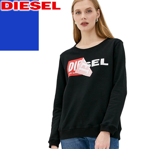 ディーゼル Diesel トレーナー スウェット レディース プルオーバー クルーネック ロゴ ブランド 大きいサイズ おしゃれ 黒 ブラック 00s2rp Rjaef S お買得