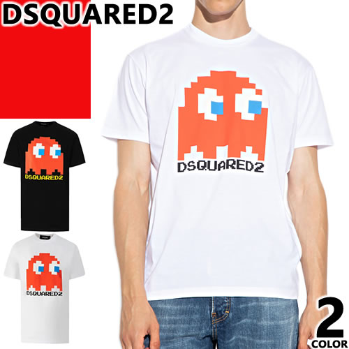 ディースクエアード DSQUARED2 Tシャツ メンズ 半袖 パックマン アイコン クルーネック 丸首 ブランド 綿100% 大きいサイズ おしゃれ 白 黒 ホワイト ブラック PAC-MAN COOL T-SHIRT S71GD1351 S23009 [CP発送]