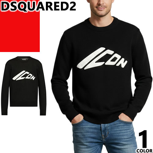 ディースクエアード DSQUARED2 セーター ニット メンズ ウール100% ブランド 大きいサイズ オシャレ 薄手 黒 ブラック WOOL SWEATER S79HA0024 D13076 [YP発送]