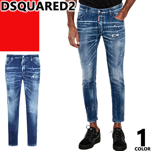 ディースクエアード DSQUARED2 ジーンズ デニム メンズ デニムパンツ スキニー ストレッチ 大きいサイズ ボタンフライ ブランド MEDIUM FILO BLU WASH SKATER JEANS S74LB1642 S30342