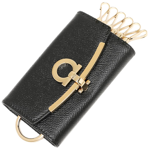 フェラガモ Salvatore Ferragamo GANCINI 本革 KEY CASE 黒 0683320