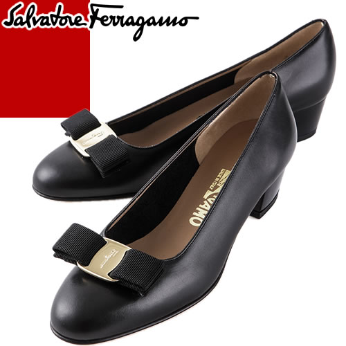 未使用品 サルヴァトーレ フェラガモ パンプス ロゴ 黒 23cm Salvatore Ferragamo - サルヴァトーレフェラガモ パンプス