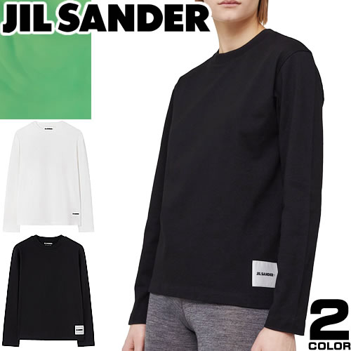 ジルサンダー JIL SANDER ティーシャツ 長袖 ロンT 労働者の一団のど首 丸首 レディース 大層らしい大きさ ロゴタイプ継ぎ切れ 綿織物 大層らしい大きさ ブランド名 差し上げ物 白 黒 白いこと 黒いこと J40GC0002 J45048 [1枚単品][CP送りとどける]