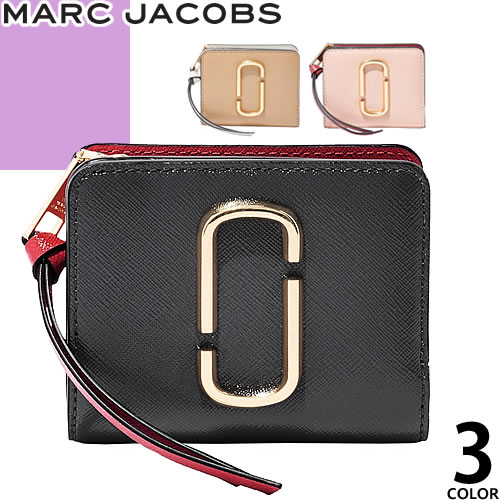 M Jacobs Compact 革 財布 ケース バイカラー 財布 レディース財布 二つ折り財布 黒 コンパクト Marc Mini Wallet ブランド The コンパクト ブラック 本革 Jacobs マークジェイコブス の二つ折り財布 マークジェイコブス レディース S Mss エムエスエス