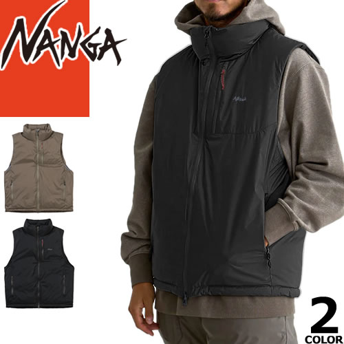 ＼SALE 在庫限り／【36,300円→28,980円】ナンガ NANGA ダウン オーロラ ダウンベスト フードなし アウター メンズ アウトドア 登山 ゴルフ 防寒 防水 通勤 通学 大きいサイズ ブランド 黒 ブラック グレー AURORA TEX STAND COLLAR DOWN VEST