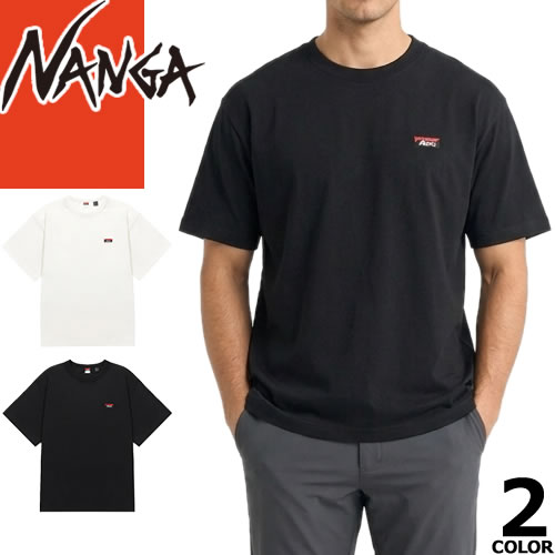 ナンガ NANGA Tシャツ 半袖 クルーネック 丸首 エコハイブリッド エンブロイダリー メンズ 2026年春夏新作 ボックスロゴ 刺繍 おしゃれ カジュアル アウトドア 大きいサイズ ブランド 黒 白 ブラック ホワイト ECO HYBRID BOX LOGO EMBROIDERY TEE [CP発送]