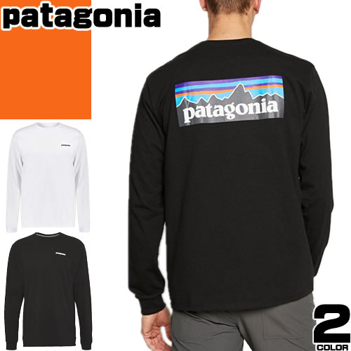 パタゴニア patagonia ロンT ティーシャツ ロング衣袂 P-6ロゴタイプ レスポンシビリティー メンズ 長袖 ロゴタイプ ブランド名 馬鹿でかい大いさ 今めかしい 黒 白 黒いこと 白いこと LONG SLEEVED P-6 LOGO RESPONSIBILI TEE 38518 [CP送りとどける]