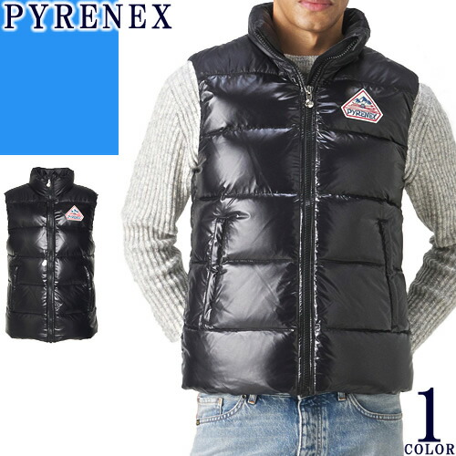 ＼SALE 在庫限り／【74,800円→49,770円】ピレネックス ジョン3 シャイニー PYRENEX ダウン ダウンベスト フードなし アウター メンズ ワッペンロゴ 軽量 防寒 撥水 通勤 通学 大きいサイズ ブランド 黒 ブラック HUW017P