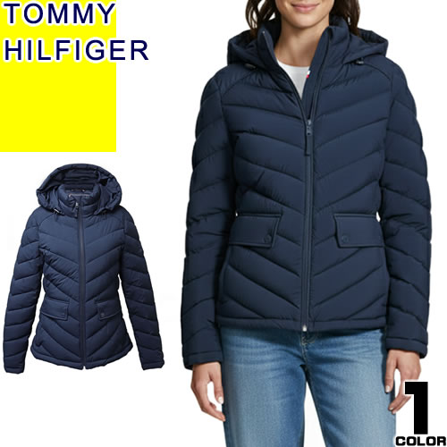 トミーヒルフィガー TOMMY HILFIGER 中綿上衣 中綿厚地の外套 上衣 アウター レディース ボンネット付き添い人 軽さ 撥水 防寒 通い 通学 大層らしい大きさ ブランド名 米国海軍 HOODED PUFFER COAT TW4MP148