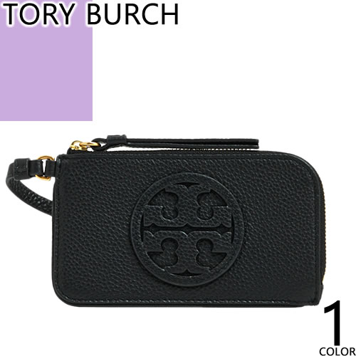 トリーバーチ TORY BURCH 歌留多容れもの フラグメントケース 釣り銭入れ コインケース 鏡鑑 レディース ミニ金入れ 同盟罷工一回り付 か細い 薄型 薄べったい 革 なめし革 ブランド名 黒 黒いこと MILLER ZIP CARD CASE 148984 [CP送りとどける]