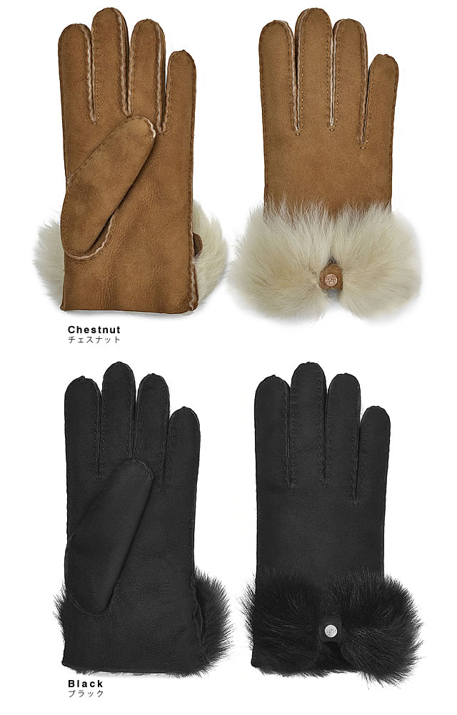 女性 アグ Glove 送料無料 オーストラリアを代表するシープスキンブランドugg アグ の本革手袋 シープスキン仕様で手首周のファーがポイント Bow ブラック 黒 黒 Long Glove 暖かい ブラック 小さめ ブランド シープスキン Ugg 革 プレゼント ギフト かわいい