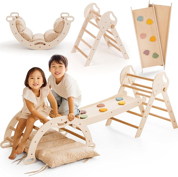 楽天市場】FUNLIO 7-in-1木製クライミングおもちゃ、2歳から5歳までの