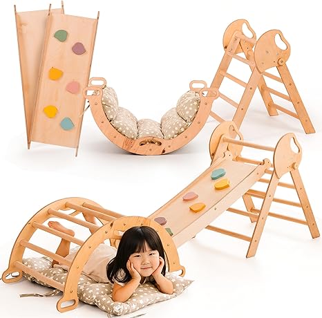 楽天市場】FUNLIO 7-in-1木製クライミングおもちゃ、2歳から5歳までの 