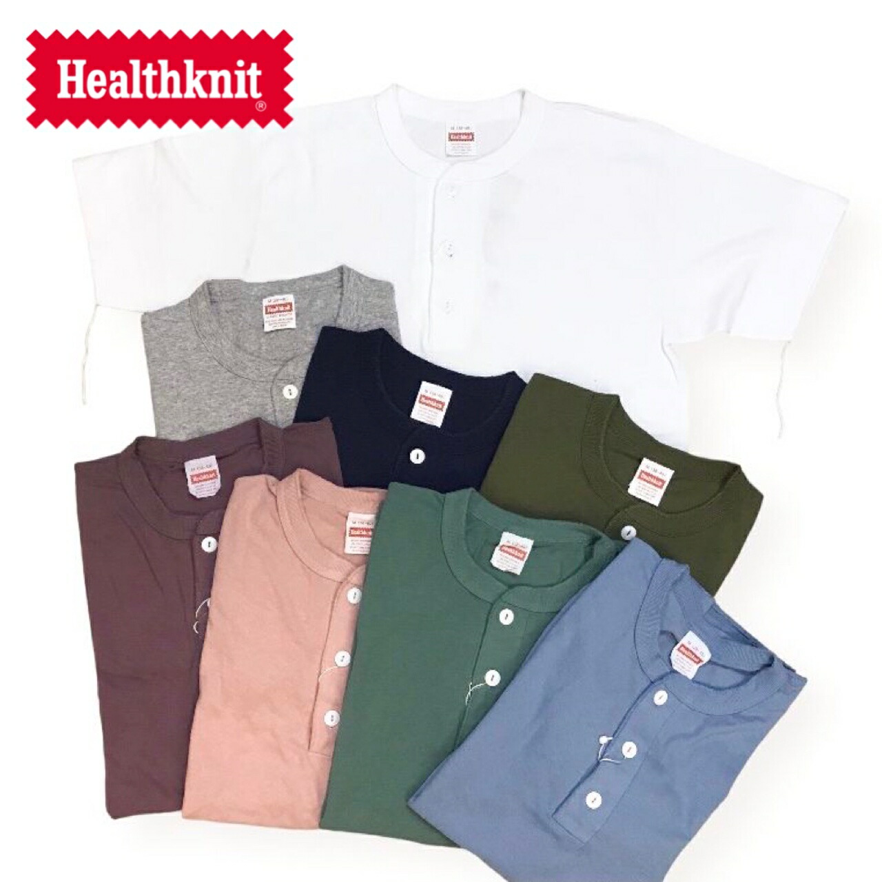楽天市場】ヘルスニット Healthknit 3/4 Sleeve Henley Neck 7分
