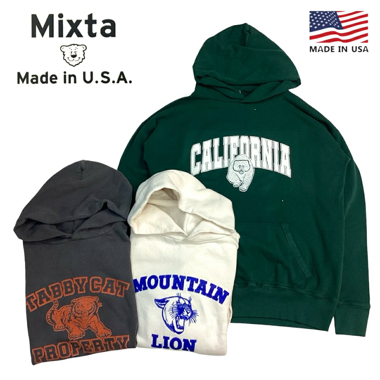 亜米利加製 貨物輸送無料 MIXTA【ミクスタ】P-PULL HOOD SWEAT L/S 仕掛けるはたご屋 ボンネット プリントスウェット メンズ(成人男性用)【smtb-m】