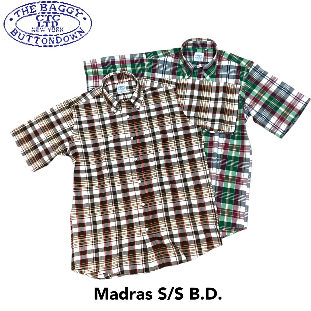 送料無料 BAGGY【バギー】2 SN MADRAS B.D S/S 半袖 マドラスチェック シャツ メンズ(男性用)【smtb-m】