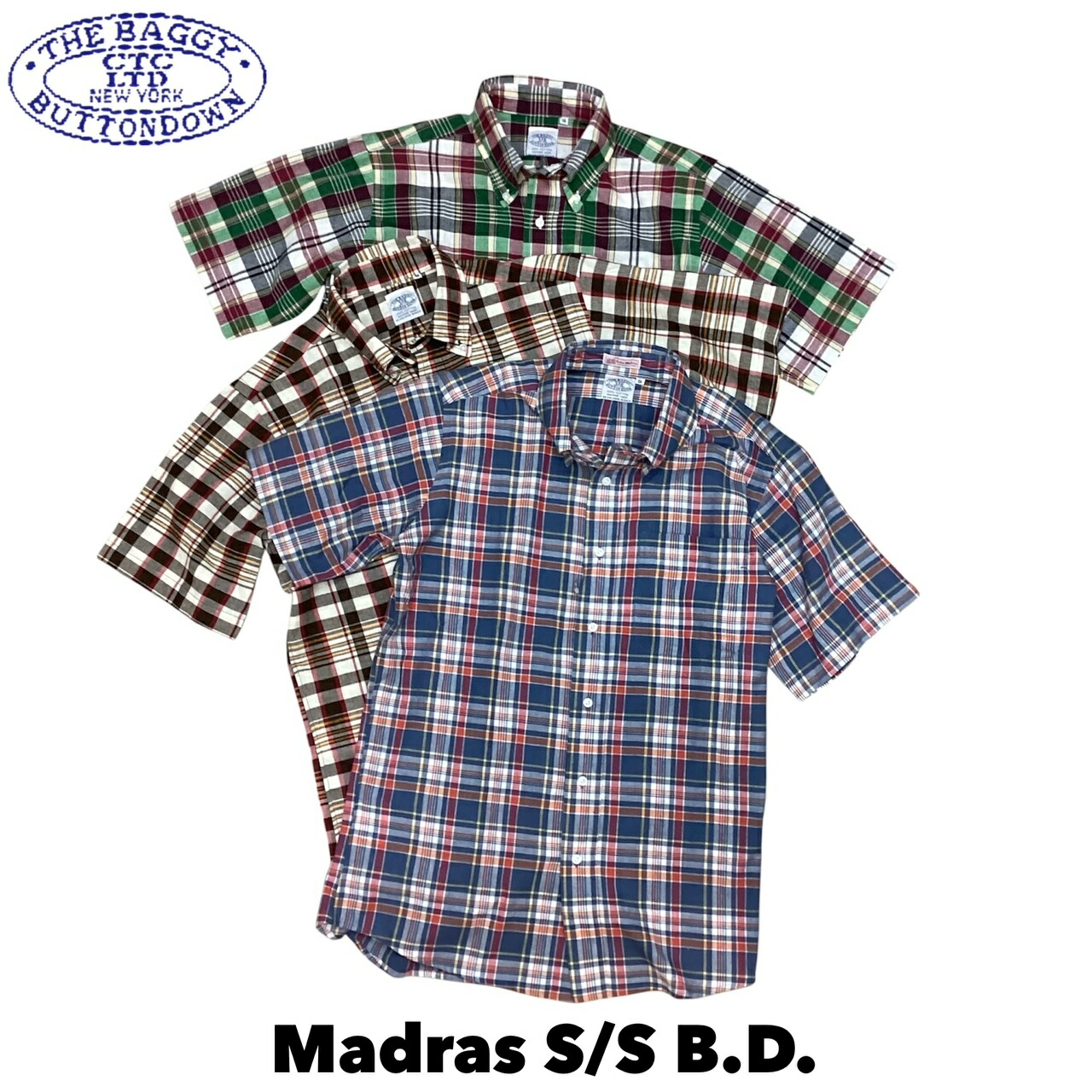 貨物輸送無料 BAGGY【乳母車】2 SN MADRAS B.D S/S 半袖 マドラス照合のしるし プルオーバー メンズ(成人男性用)【smtb-m】