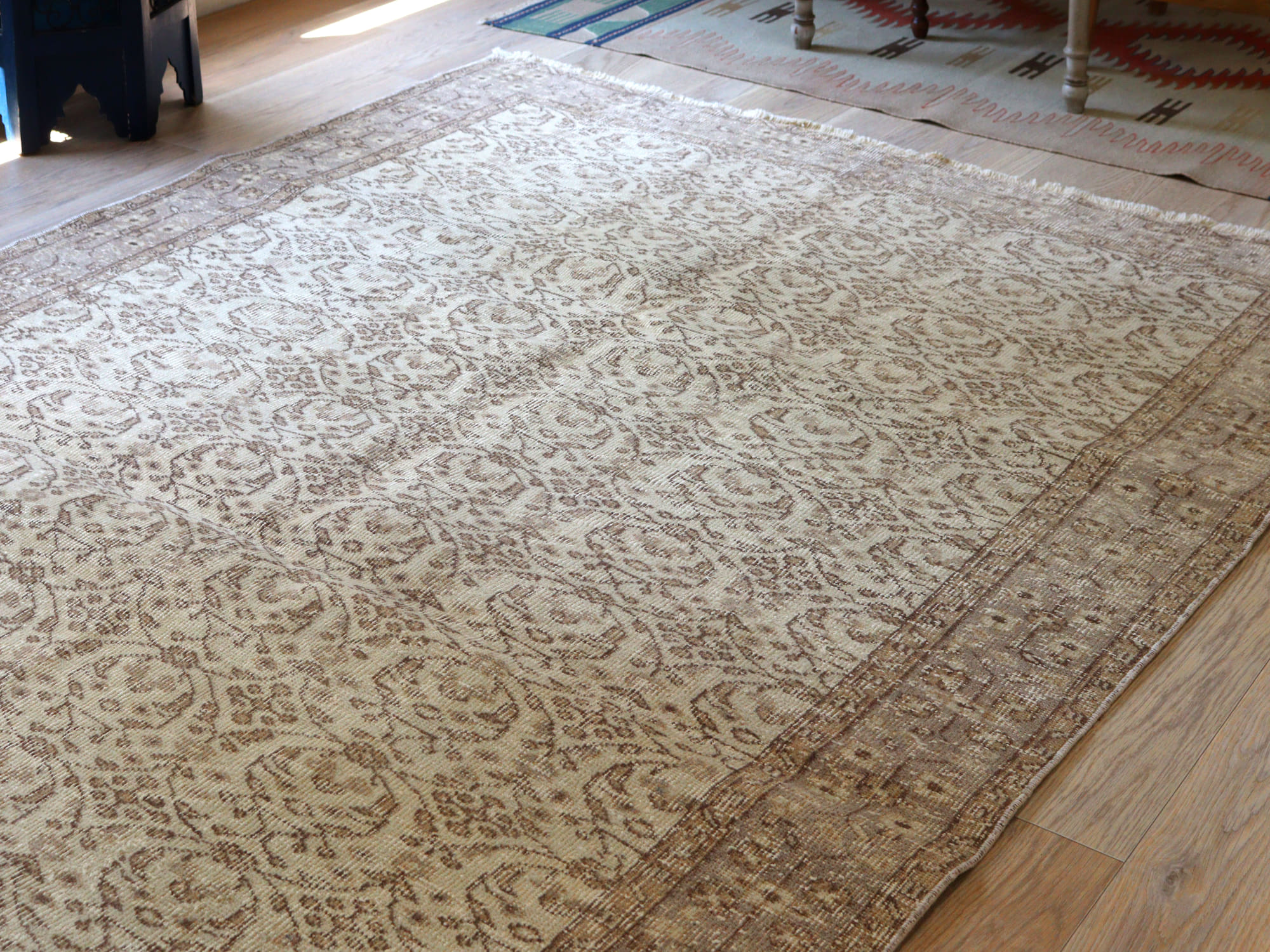 大判　アプリコット　ターコイズ　234×126 トルコヴィンテージラグ 楽天市場】【15%OFFクーポン対象品】オーバーダイド ヴィンテージラグ