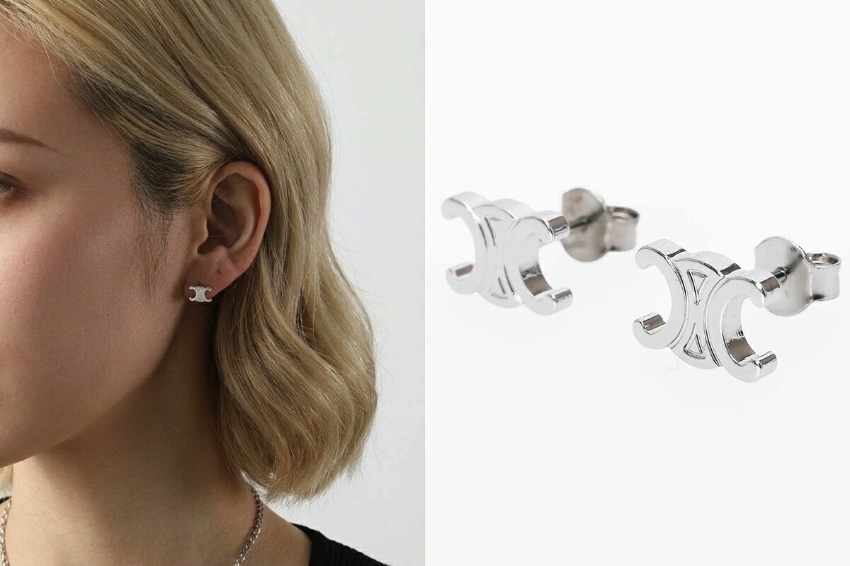 即発可能 CELINE セリーヌ トリオンフ スタッズ シルバー TRIOMPHE EARINGS SILVER 送料関税込み レディース 新品 461CY6BRA.36SI｜MaisonDiDi
