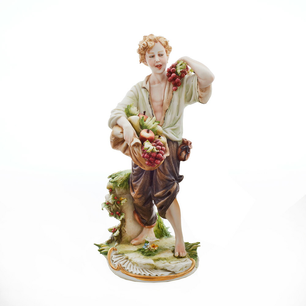 PRINCIPE Capodimonte 果物を持つ少年 / プリンシペ 輸入雑貨 クラシック アンティーク スタイル 陶器 人形