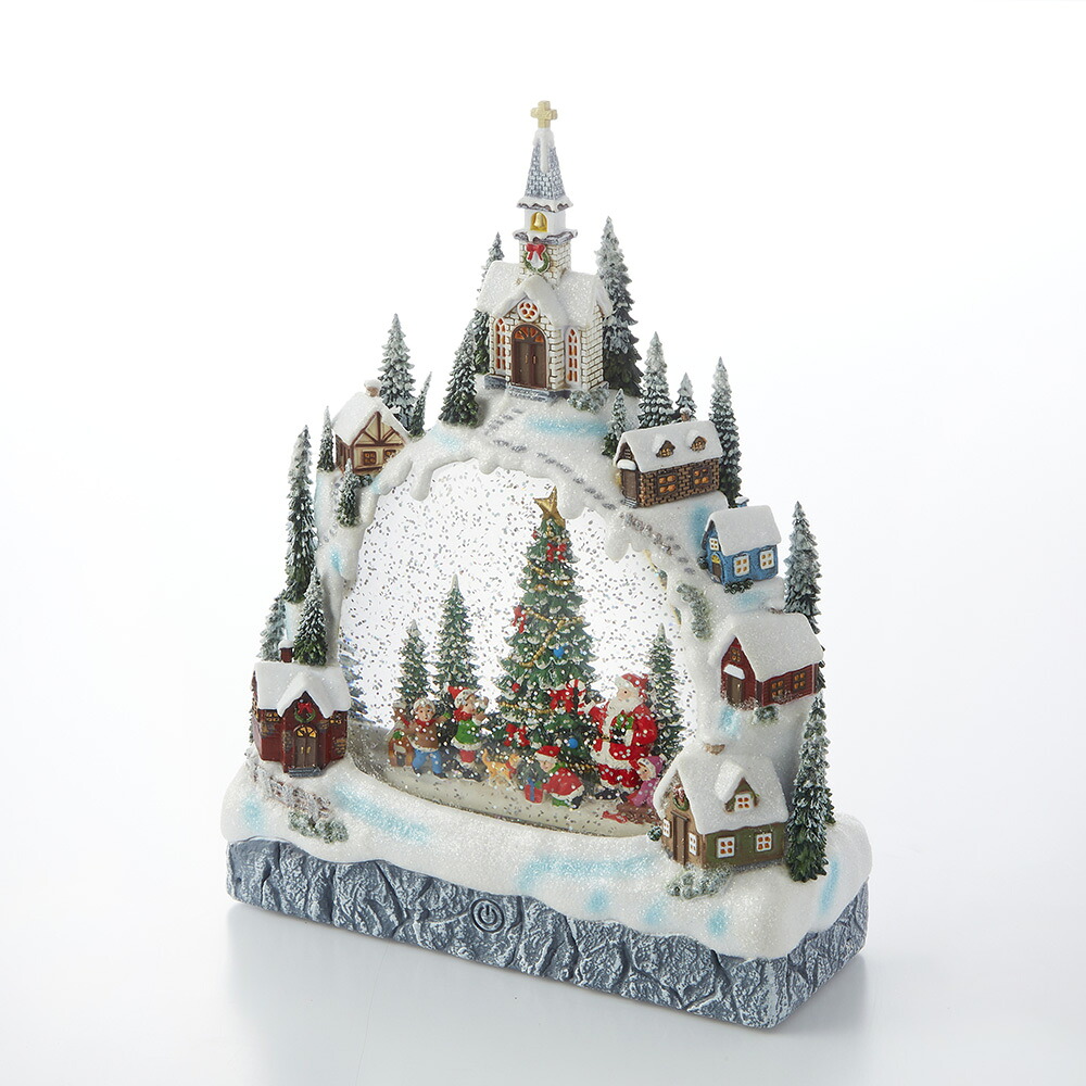 ハルモニア リキッドLED クリスマスビレッジ 高さ28.5cm / Harmonier クリスマス 電池 USB 装飾 デコレーション おしゃれ オブジェ 置物 白 スノードーム