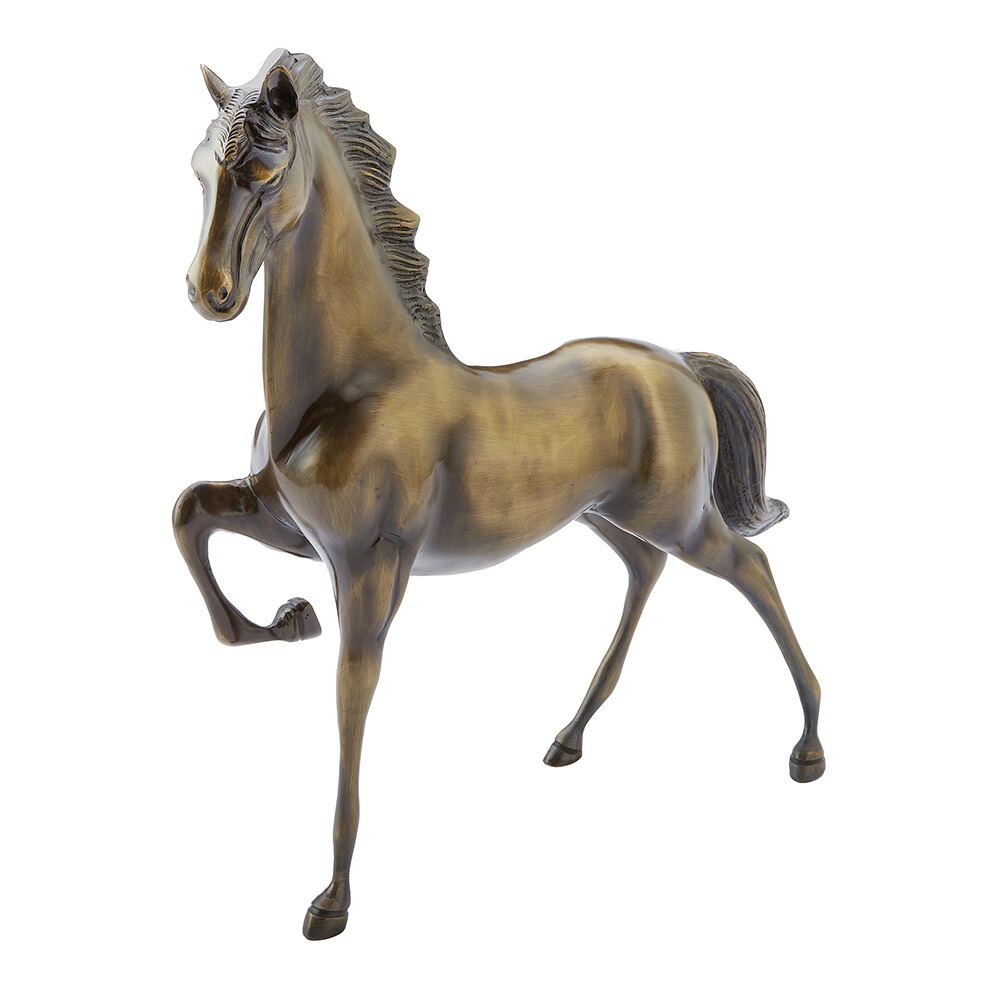 スペイン製 真鍮 オーナメント ウマ 幅46cm / 馬 置物 オブジェ 輸入雑貨 アンティーク風 クラシック インテリア 高級｜輸入家具　メゾン・ド・マルシェ