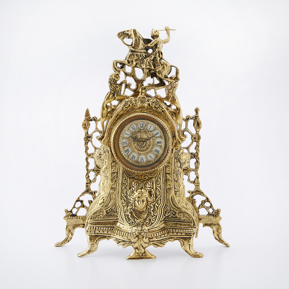 スペイン製　アンティーク　時計台　花台　真鍮　象嵌　大理石 スペイン製 アンティーク 時計台 花台 真鍮 象嵌 大理石