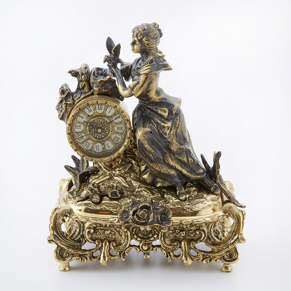 楽天市場】スペイン製 真鍮 置き時計 幅21.5cm / 金 ゴールド