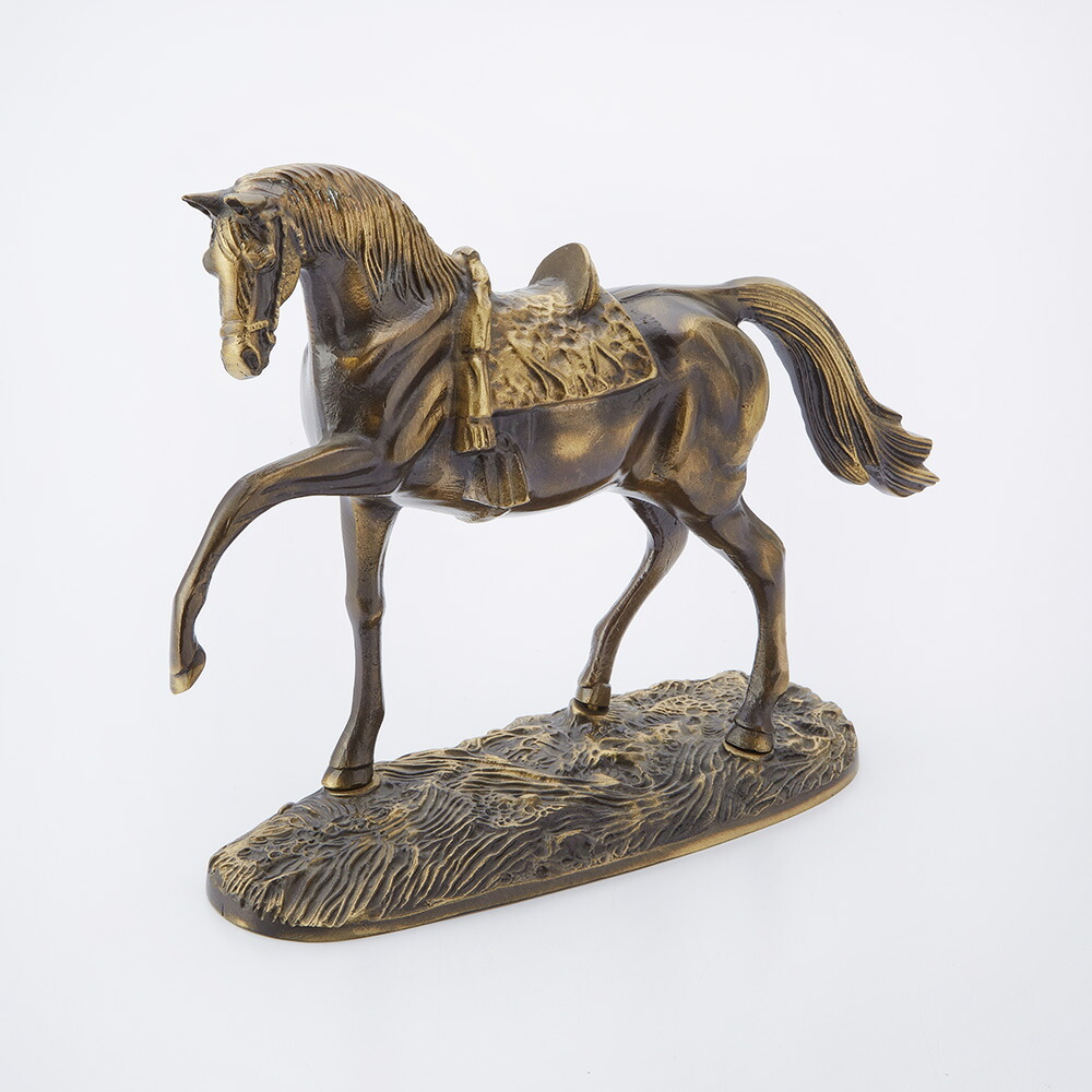 エスパニア製 金管楽器 飾りもの 馬匹 幅30糎 / 馬 飾りつけ オブジェ インポート雑貨 アンティーク風 古典派音楽 室内装飾 御膳上等