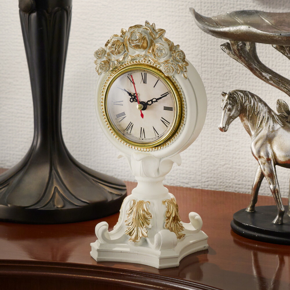 楽天市場】置時計 クロック フローラルローズ ピンク かわいい 薔薇