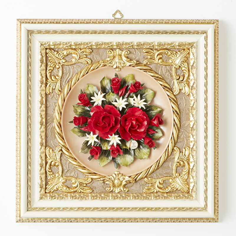 イタリア製 フレーム ポーセリンフラワー ポーセリン 陶花 花 陶額 額 イタリア額絵 壁掛け 壁飾り 四角 正方形 クラシック 絵画 イタリアン雑貨 ヨーロッパ雑貨 おしゃれ リビング インテリア雑貨 アンティーク スタイル Alternativesolutionsusa Net