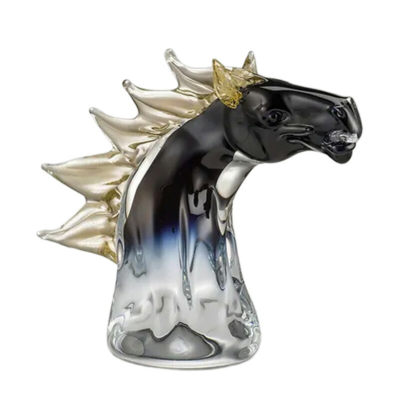 レア物！跳ね馬 ガラスモニュメント バカラ フィギュリン ○ いななく馬 置物 馬 オーナメント ホース 跳ね