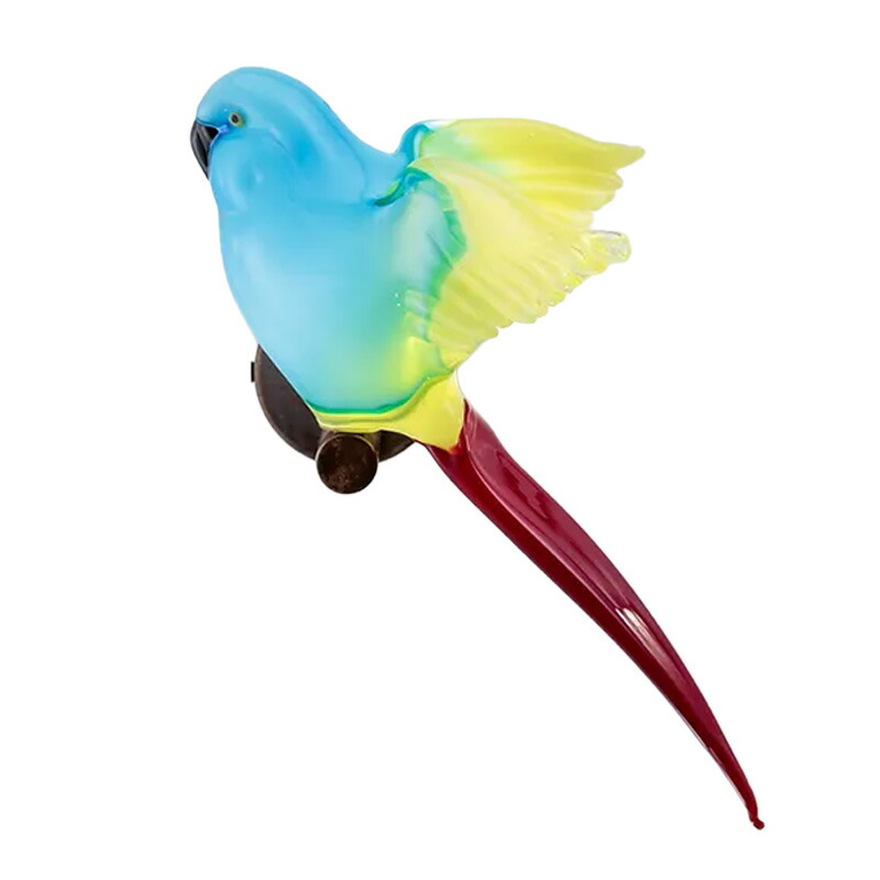 イタリア製 ザネッティ社 鳥(青緑色×黄色×赤いこと/翼広げ) CO-AYR / Zanetti Murano 受注生み出すこと 飾りつけ オブジェ ムラーノ 硝子 インポート雑貨