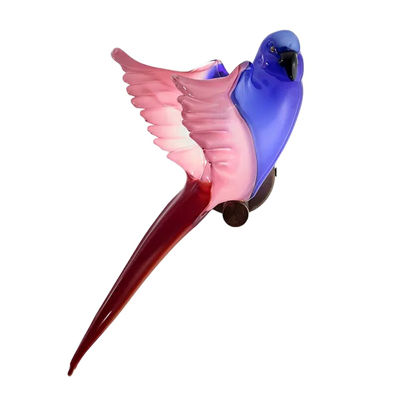 イタリア製 ザネッティ社 鳥(ブルー&times;ピンク&times;レッド/翼広げ) CO-BPR / Zanetti Murano 受注生産 置物 オブジェ ムラーノ ガラス 輸入雑貨｜輸入家具　メゾン・ド・マルシェ