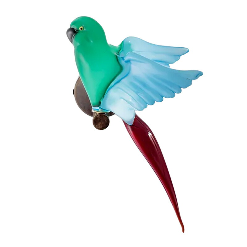 イタリア製 ザネッティ社 鳥(緑であること×青緑色×赤いこと/翼広げ) CO-GAR / Zanetti Murano 受注生み出すこと 飾りつけ オブジェ ムラーノ 硝子 インポート雑貨